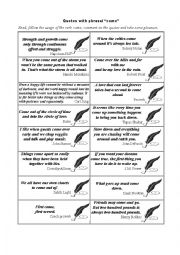 English Worksheet: Come quotes