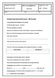 English Worksheet: LISTENING COMPREHENSION