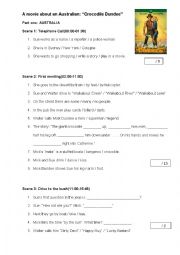English Worksheet: Crocodile Dundee - Watching a movie