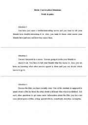 English Worksheet: Movie Conversation Situations