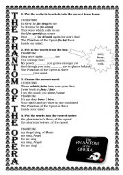 English Worksheet: THe Phantom of the Opera