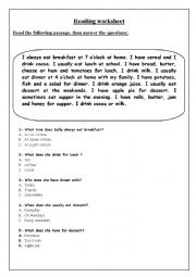 English Worksheet: Reading worksheet