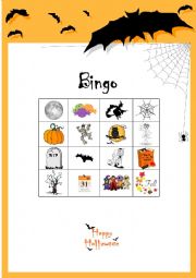 English Worksheet: Halloween Bingo