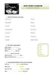 English Worksheet: Antony and the Johnsons - Hope Theres Someone
