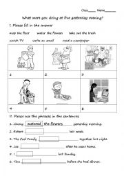 Past continuous worksheet, the housework content