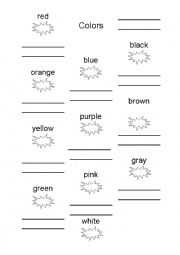 English Worksheet: Colors: Writing and Coloring Worksheet