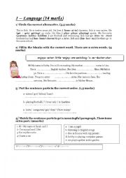 English Worksheet: mid term 7 grade