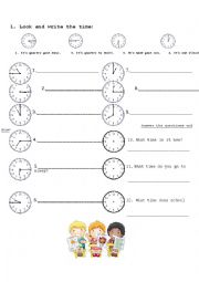 English Worksheet: Telling time