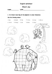 English Worksheet: Elmers colours