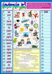 English Worksheet: HOMOPHONES