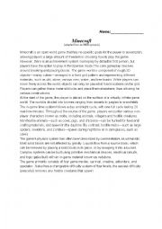 English Worksheet: Minecraft Grammar