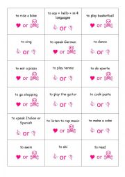 English Worksheet: Cards can/like