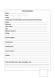 English Worksheet: personal information 