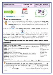 English Worksheet: mid term test n1 7th form