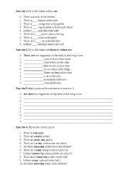 English Worksheet: There is, there are(a, an, some, any)