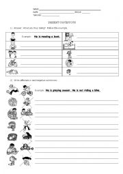 English Worksheet: Present Continuous Aff. and Neg.