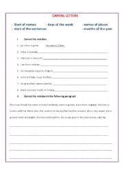 English Worksheet: Capital Letters