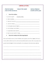 English Worksheet: Capital Letters