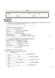 English Worksheet: test for present simple tense