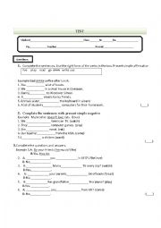 test for present simple tense