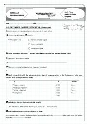 English Worksheet: mid term test n 1 for  bac tunisain students