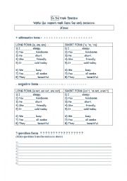 English Worksheet: Verb  to be