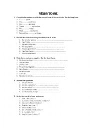 English Worksheet: verb to be