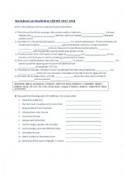 English Worksheet: Fill in the Blank Worksheet on WWI