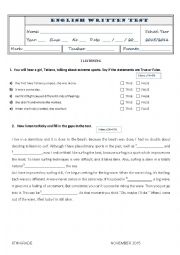 English Worksheet: Test Sports and the Environment