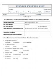 English Worksheet: Test 9th grade