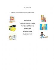 English Worksheet: Match Daily Routines
