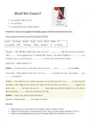 English Worksheet: Dancing Video session (present simple and continuous)