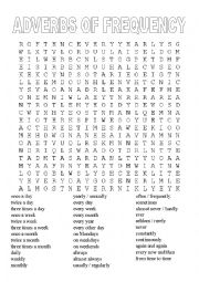 English Worksheet: ADVERBS OF FREQUENCY WORDSEARCH