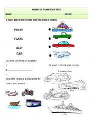 English Worksheet: means of transport