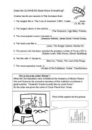 English Worksheet: Movies and the Guinness Book