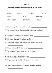 English Worksheet: Movers Test