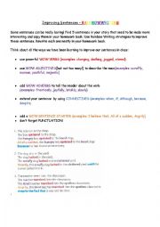 English Worksheet: Improving Sentences-Rainbow Writing