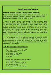 English Worksheet: Reading comprehension 1