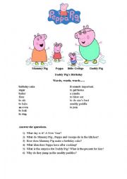English Worksheet: Daddy Pigs Birthday