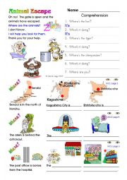 English Worksheet: Animal Escape