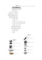 English Worksheet: Vocabulary Crossword