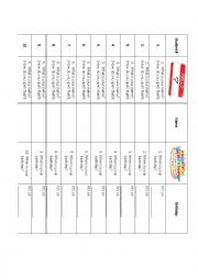 English Worksheet: Name and Birthday Question Grid