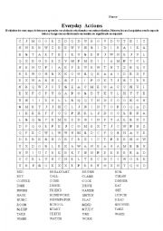 Everyday actions wordsearch