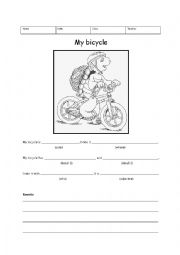 English Worksheet: My Bicycle