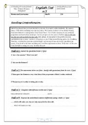 English Worksheet: 1st mid term test for bac