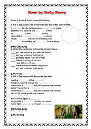 English Worksheet: Roar by Katy Perry