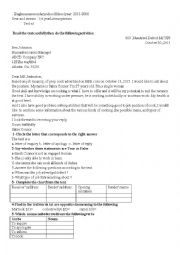 English Worksheet: letter of application