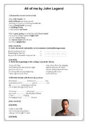 English Worksheet: All of me by John Legend