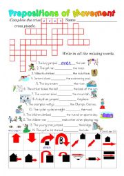 English Worksheet: Prepositions of Movement: 3 in 1 worksheet