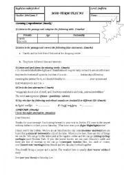 English Worksheet: mid -term test n1 for second form (tunisian students)